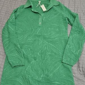 BNWT Anthropologie Vibrant Green Knit Polo Dress